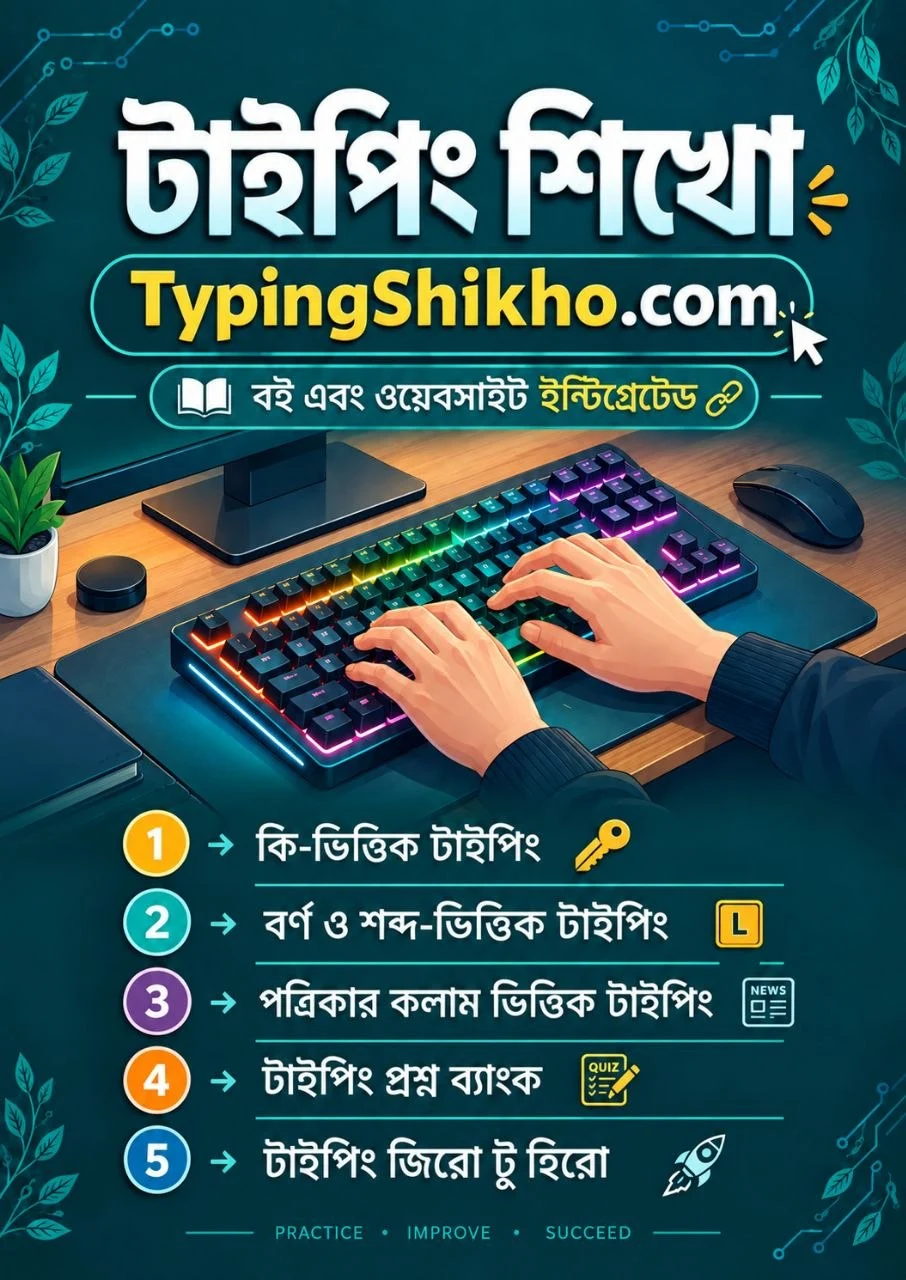টাইপিং শিখো - বই + ওয়েবসাইট ইকোসিস্টেম - বইয়ের প্রচ্ছদ